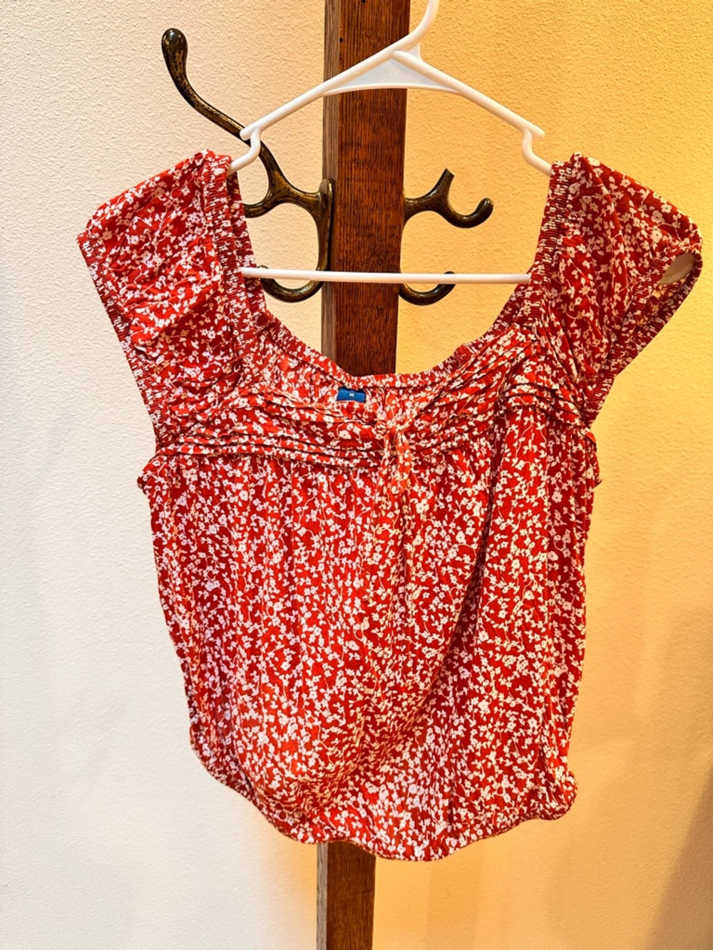 Old Navy Red Floral Square-Neck Blouse